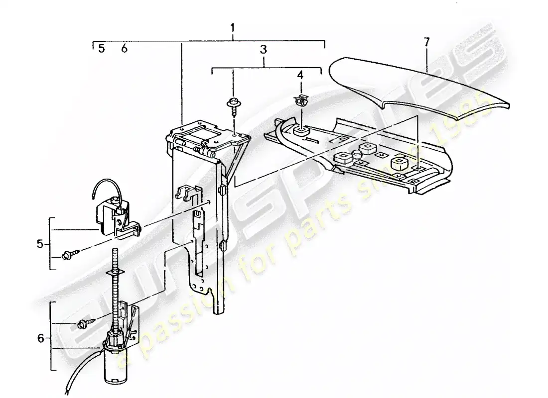 porsche 1998 (996) solapa - techo convertible diagrama de piezas