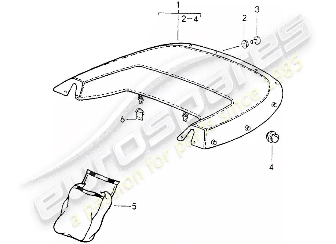 porsche 1990 (964) diagrama de piezas de la cubierta de bota