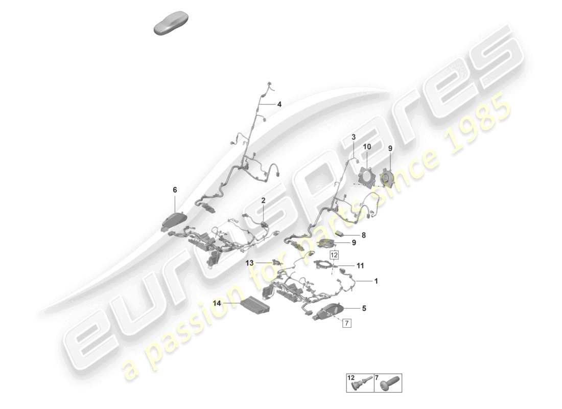porsche 2021 (taycan 9j1-1) diagrama de piezas del asiento confort eléctrico