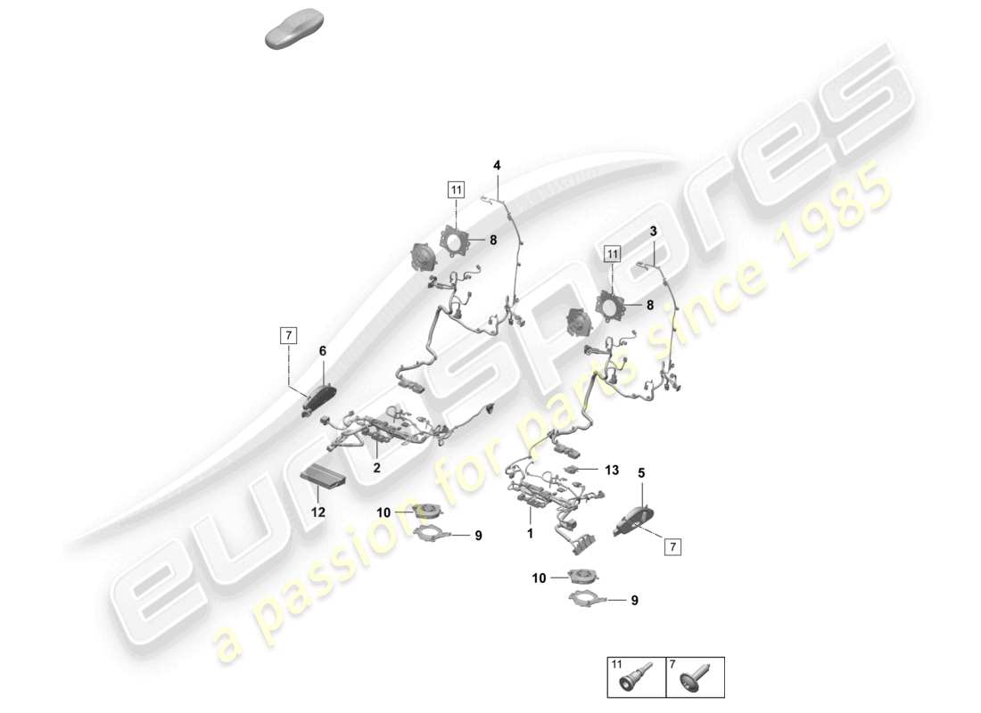 porsche 2026 (macan-e) diagrama de piezas del asiento confort eléctrico