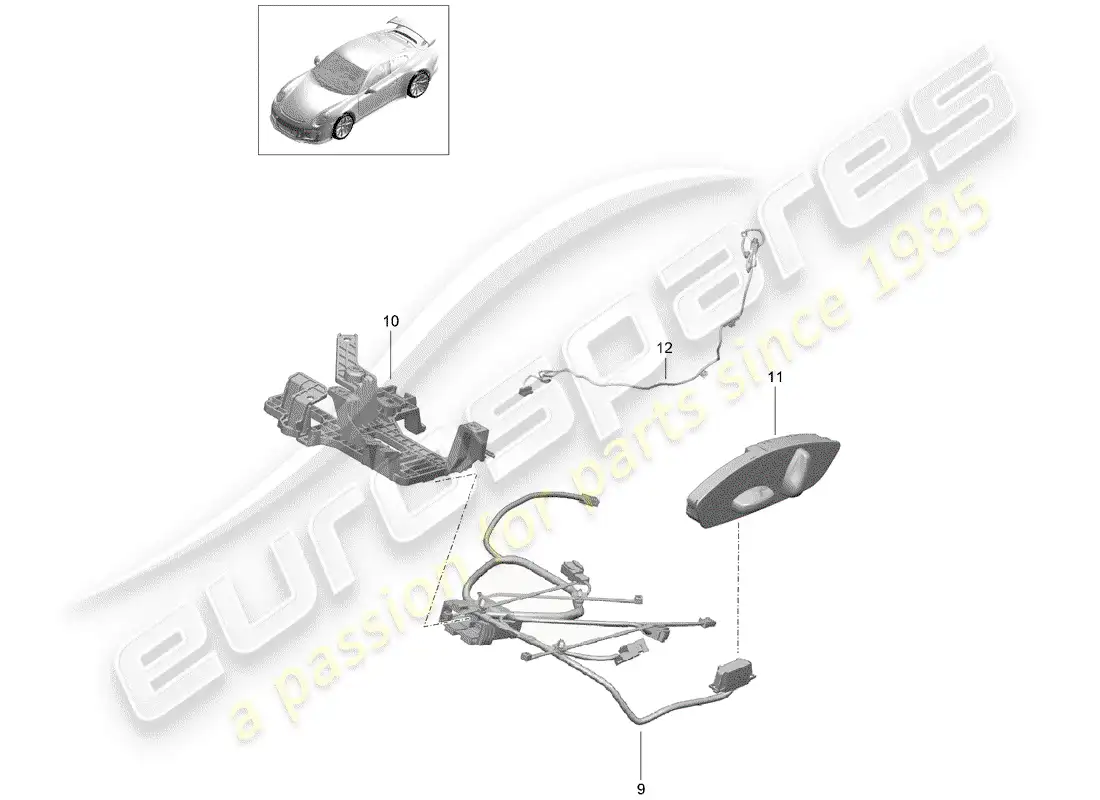 porsche 2014 (991-1 r/gt3/rs) cableando arneses diagrama de piezas