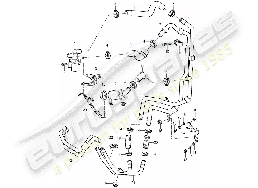porsche 2005 (cayenne e1 9pa) calentador diagrama de piezas