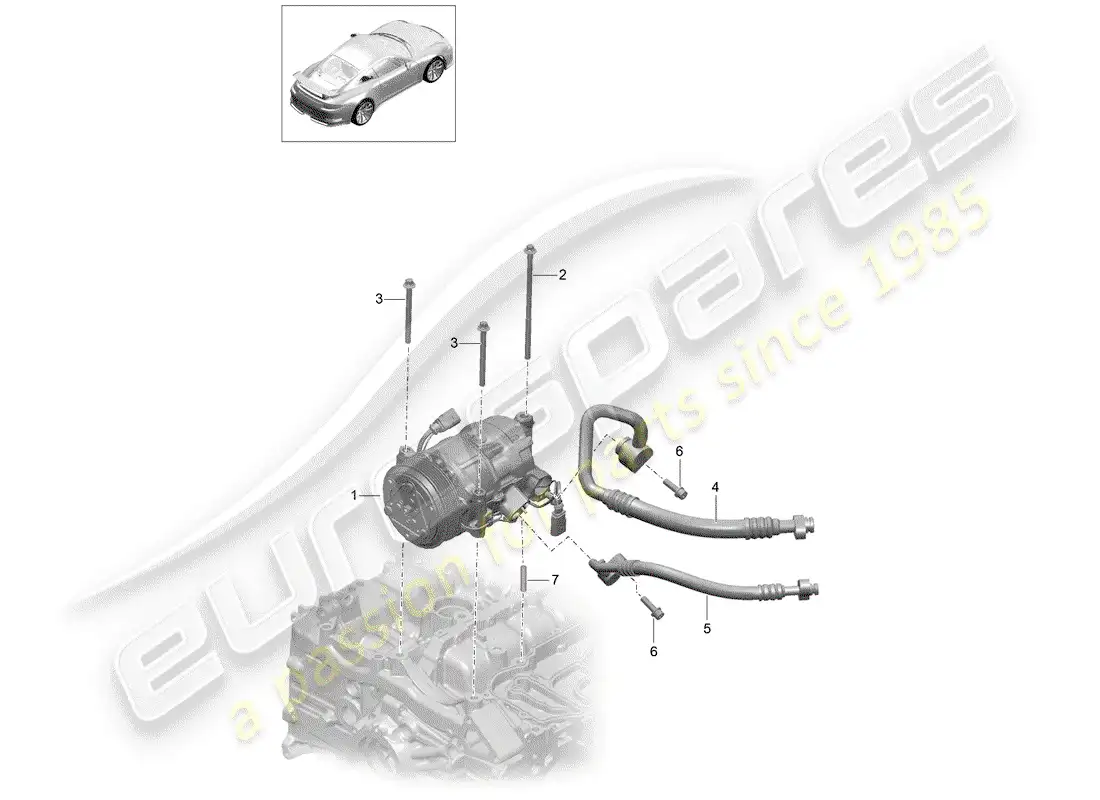 porsche 2017 (991-2 r/gt3/rs) compresor diagrama de piezas