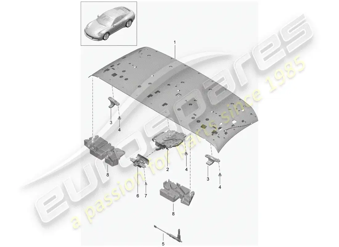 porsche 2020 (991-2) marco superior diagrama de piezas