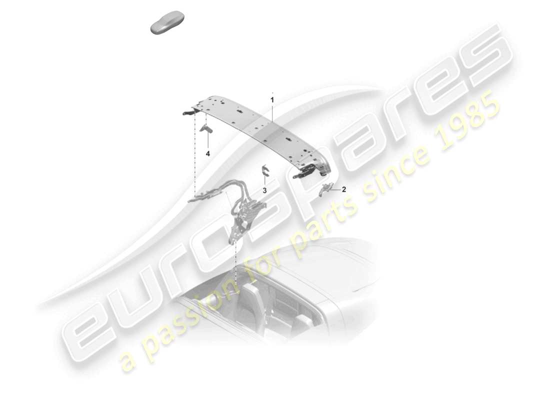 porsche 2024 (992-2) lateral del marco superior piezas individuales arco del techo mecanismo de bloqueo diagrama de piezas