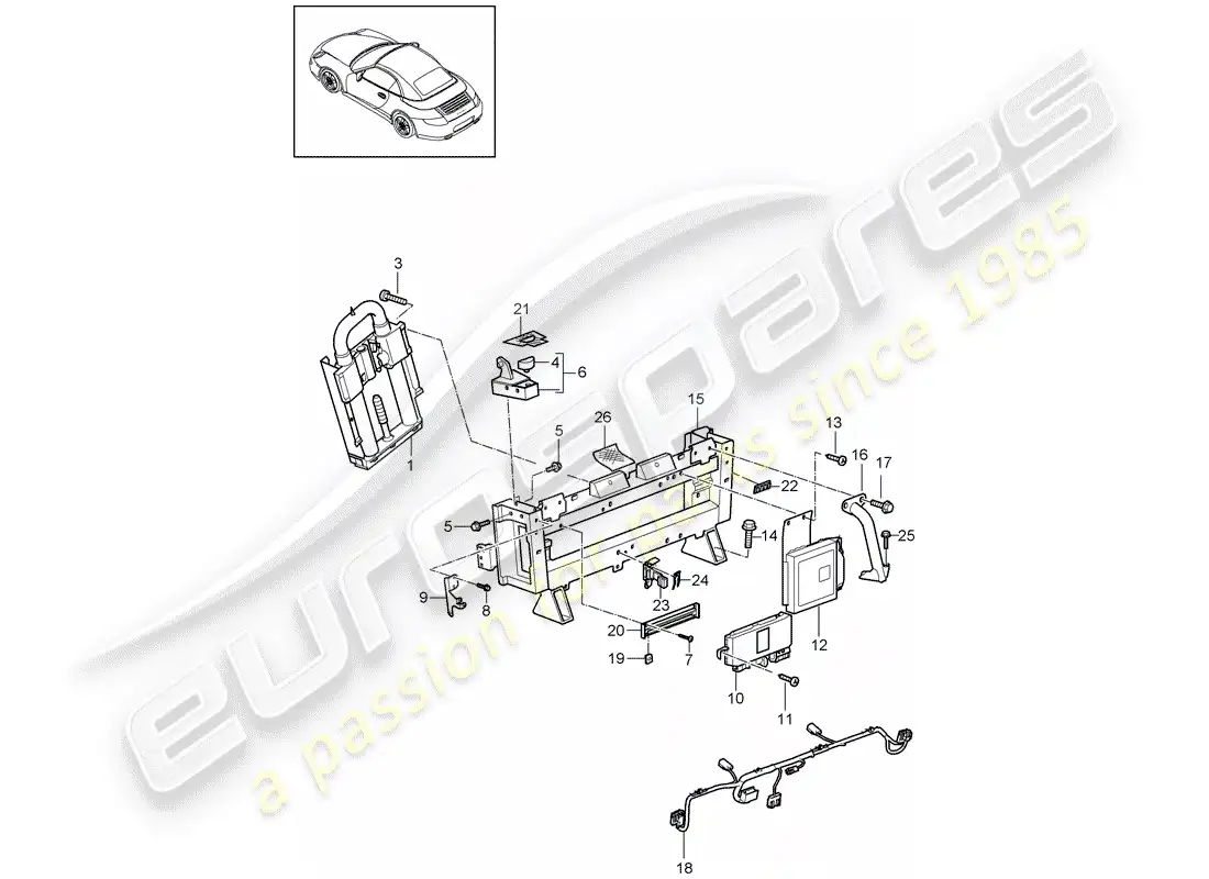 porsche 2012 (997-2) barra antivuelco diagrama de piezas