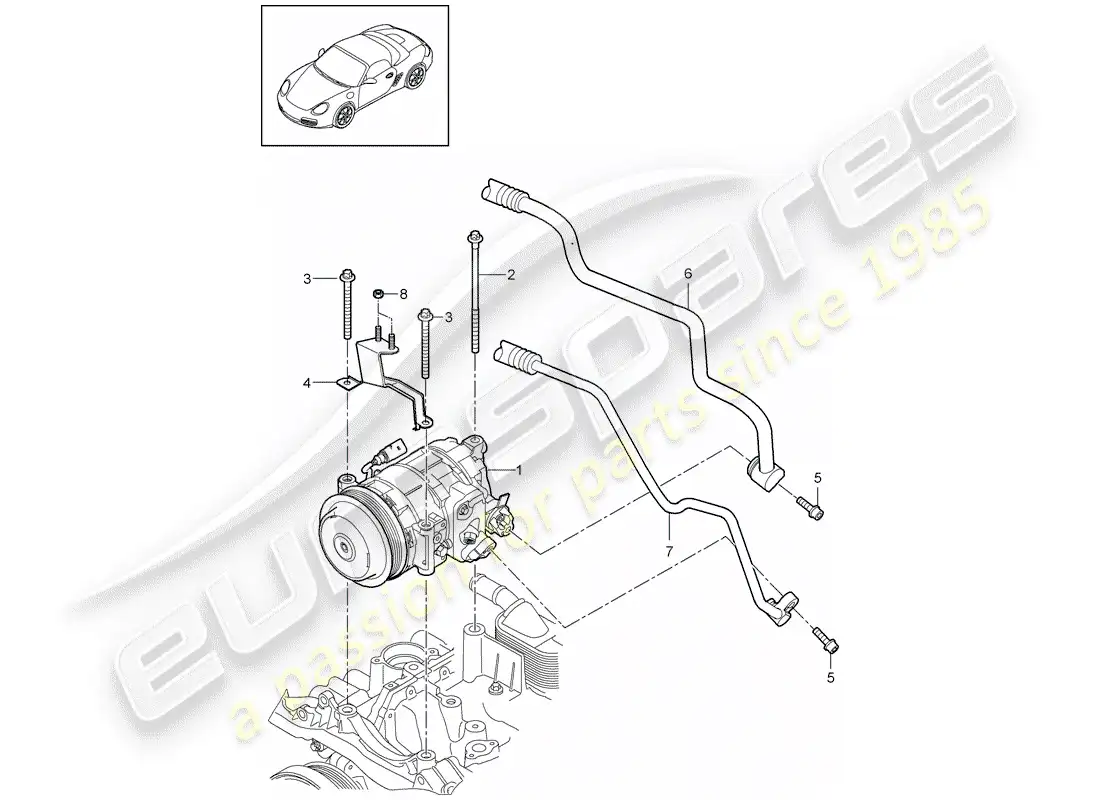 porsche 2011 (987 boxster) compresor diagrama de piezas