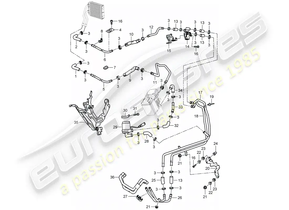 porsche 2008 (cayenne e1 9pa) calentador diagrama de piezas