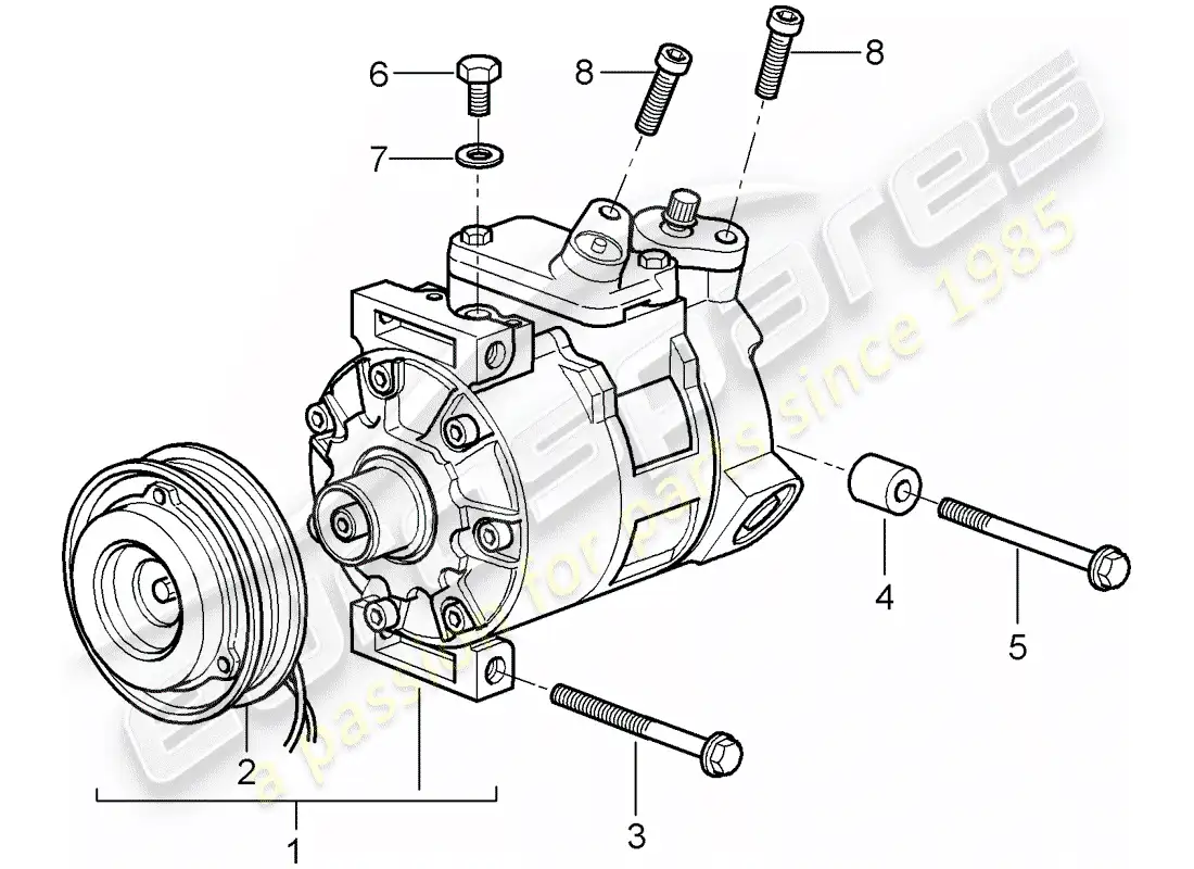 porsche 2008 (987 cayman) compresor diagrama de piezas