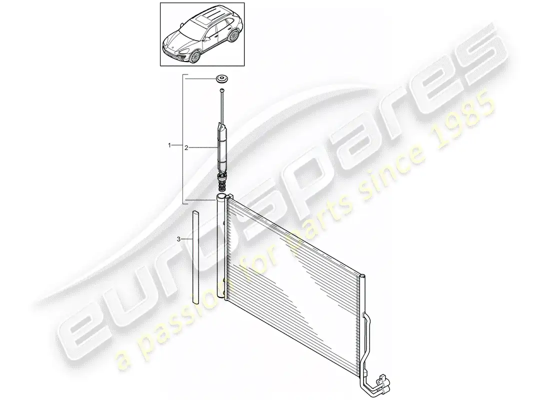 porsche 2012 (cayenne e2 92a) condensador diagrama de piezas