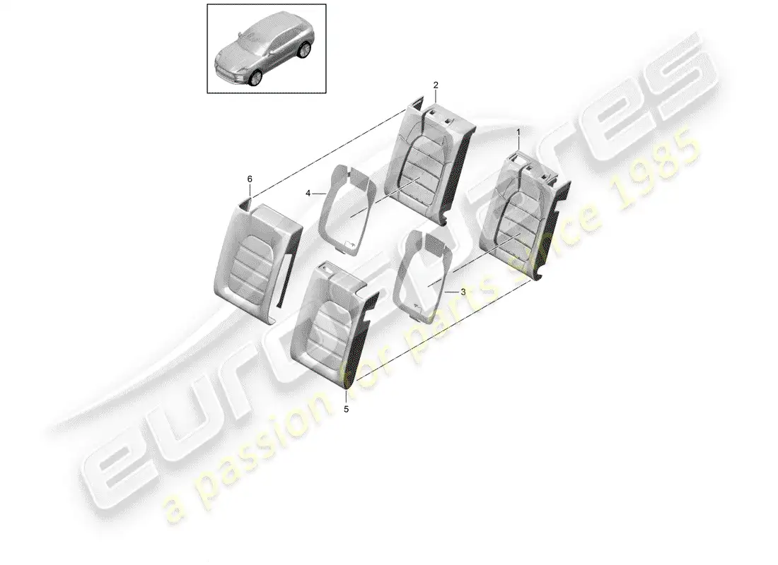porsche 2019 (macan) parte de espuma diagrama de piezas