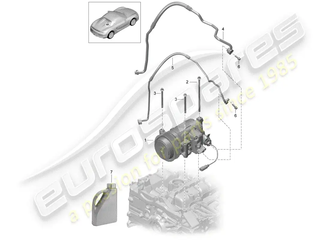 porsche 2016 (981 boxster spyder) compresor diagrama de piezas