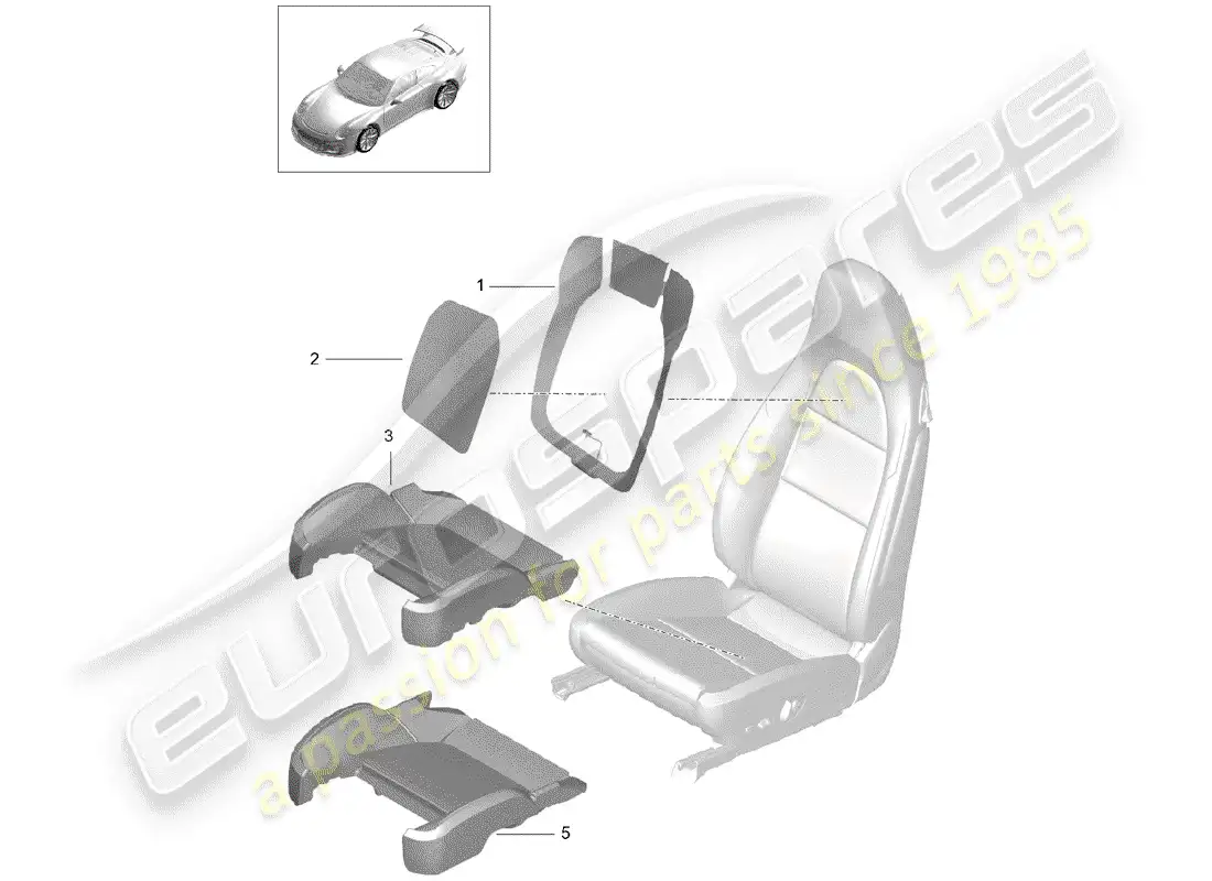porsche 2017 (991-2 r/gt3/rs) elemento calentador diagrama de piezas