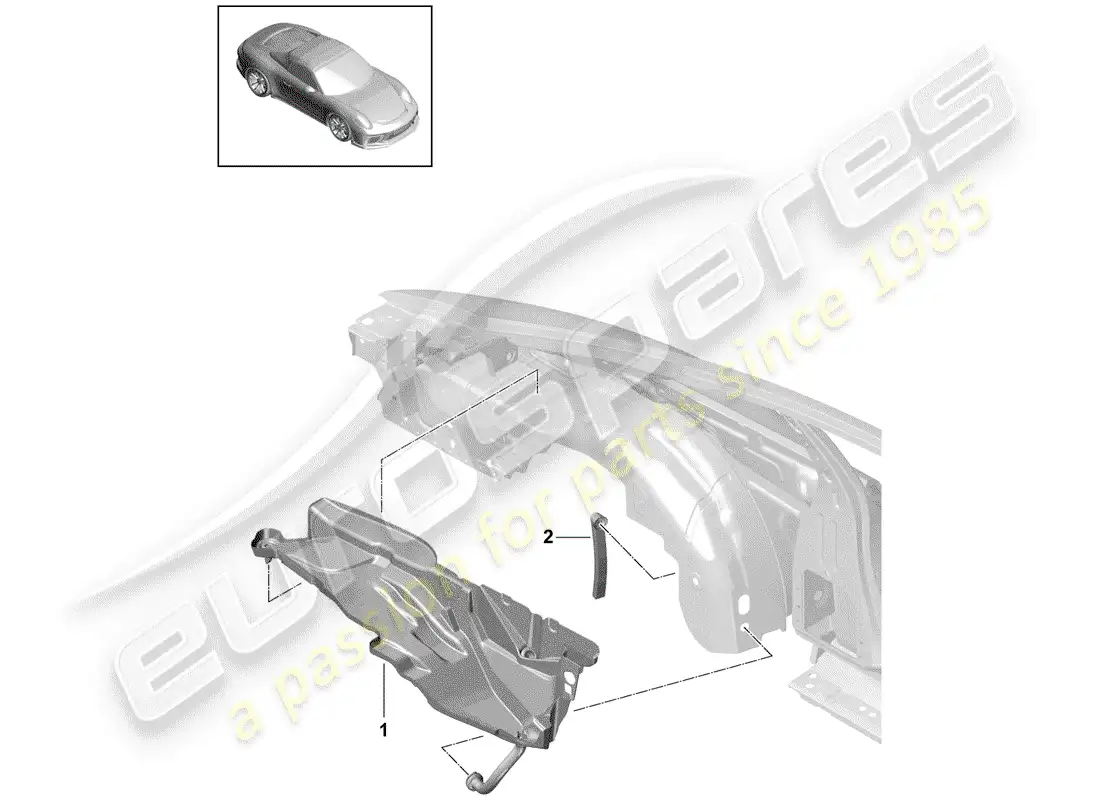 porsche 2015 (991-1 r/gt3/rs) bandeja recolectora de agua diagrama de piezas