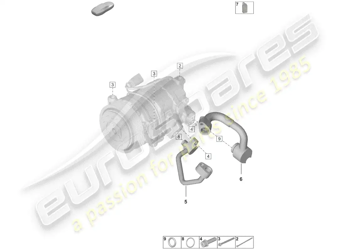 porsche 2020 (992-1) compresor de aire acondicionado diagrama de piezas