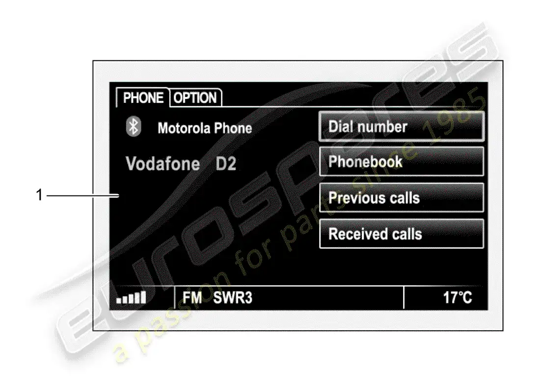 porsche 2014 (tequipment panamera) teléfono móvil diagrama de piezas
