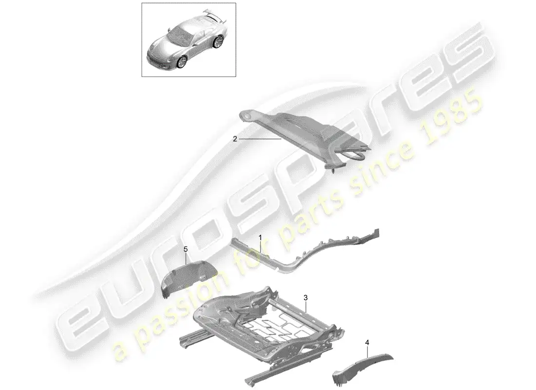 porsche 2014 (991-1 r/gt3/rs) acolchado para asiento diagrama de piezas
