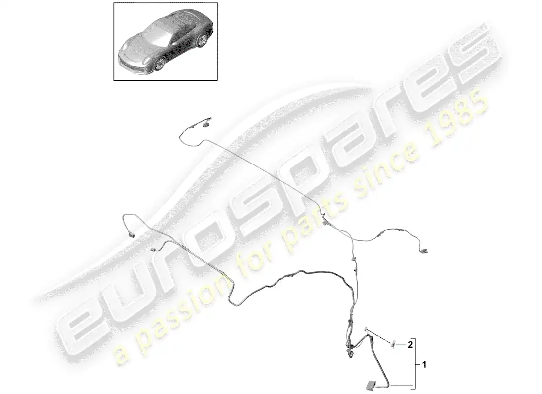 porsche 2015 (991-1 r/gt3/rs) arnés para convertible diagrama de piezas
