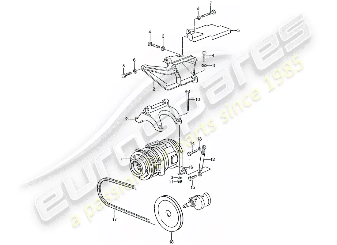 porsche 1990 (928) compresor - montaje diagrama de piezas