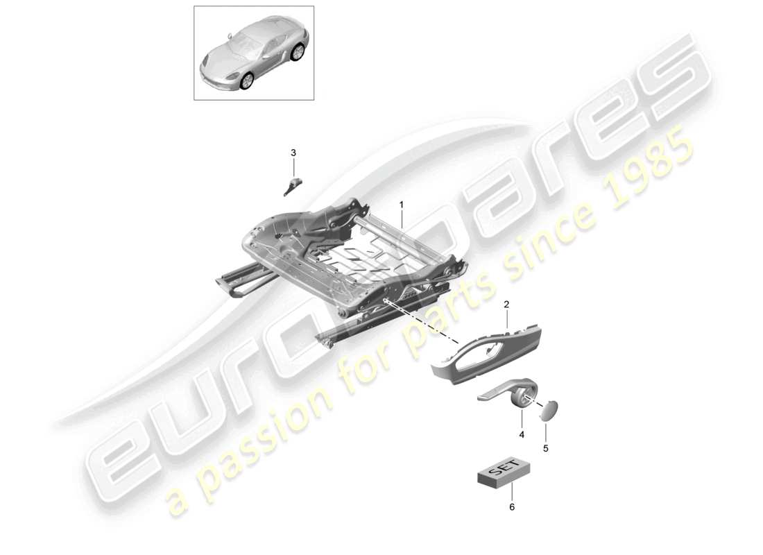 porsche 2023 (718 cayman) bastidor del asiento asiento deportivo plus accesorios juego de reparación reconocimiento de asiento ocupado embellecedor para interruptor diagrama de piezas
