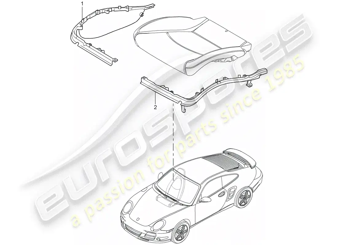 porsche 2007 (997-1 turbo / gt2) portador de cojín diagrama de piezas