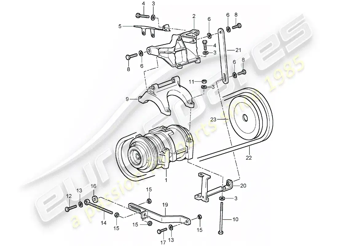 porsche 1994 (928) montaje - compresor - aire acondicionado diagrama de piezas