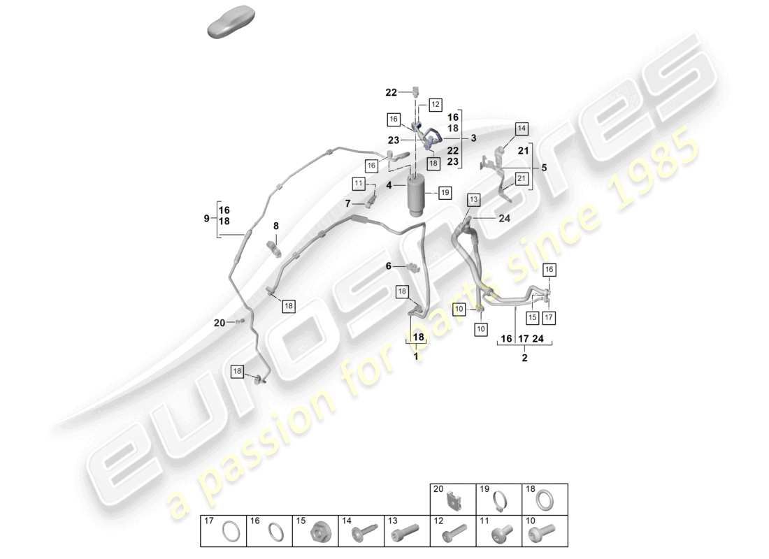 porsche 2024 (992-2) diagrama de piezas de la línea de refrigerante (válvula de expansión >secador) del aire acondicionado lhd