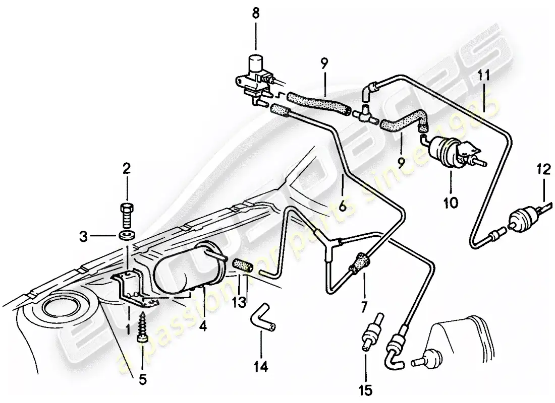 porsche 1983 (944) control de vacío diagrama de piezas