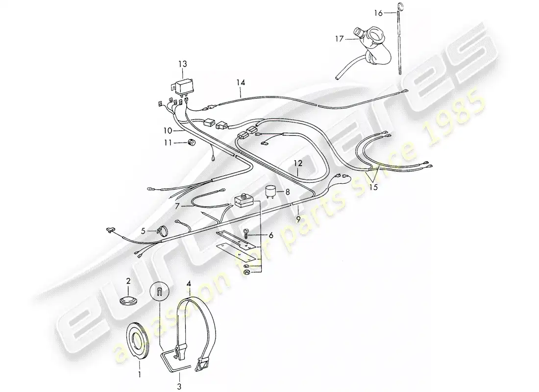 porsche 1965 (911/912) aire acondicionado - componentes eléctricos - accesorios diagrama de piezas