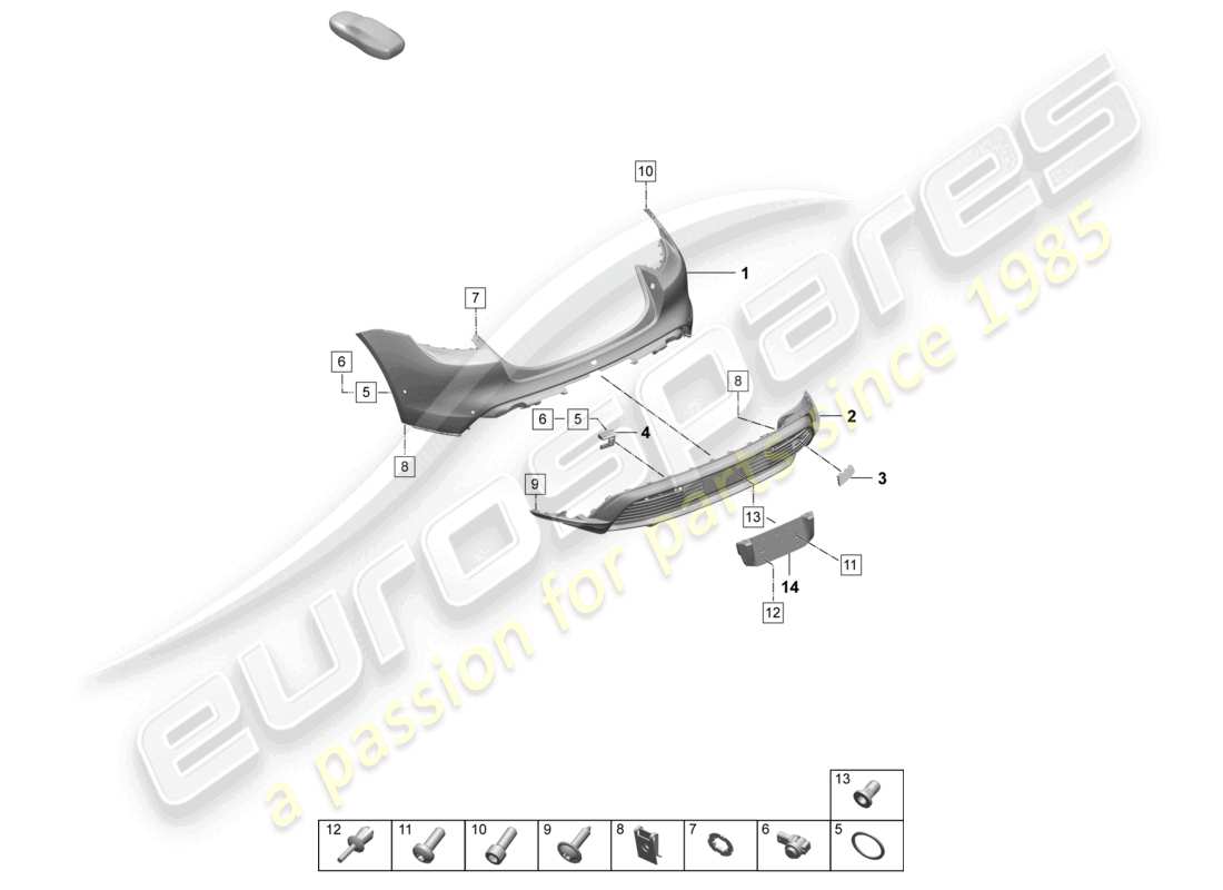 porsche 2026 (taycan 9j1-2) parachoques trasero para variante de equipamiento: básico sport turismo st diagrama de piezas