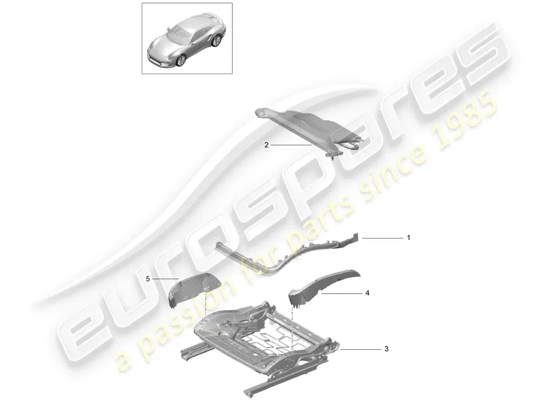 porsche 2016 (991-1 turbo) acolchado para asiento diagrama de piezas