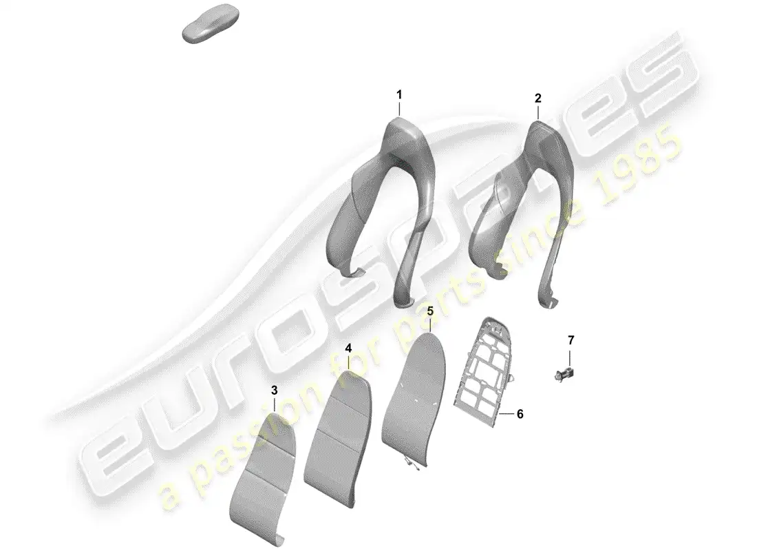 porsche 2020 (718 boxster spyder) parte de espuma diagrama de piezas