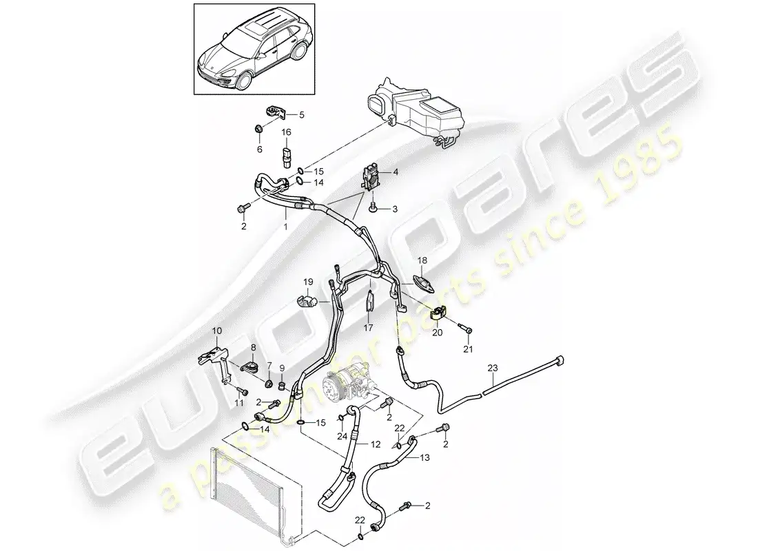 porsche 2013 (cayenne e2 92a) diagrama de piezas del circuito refrigerante