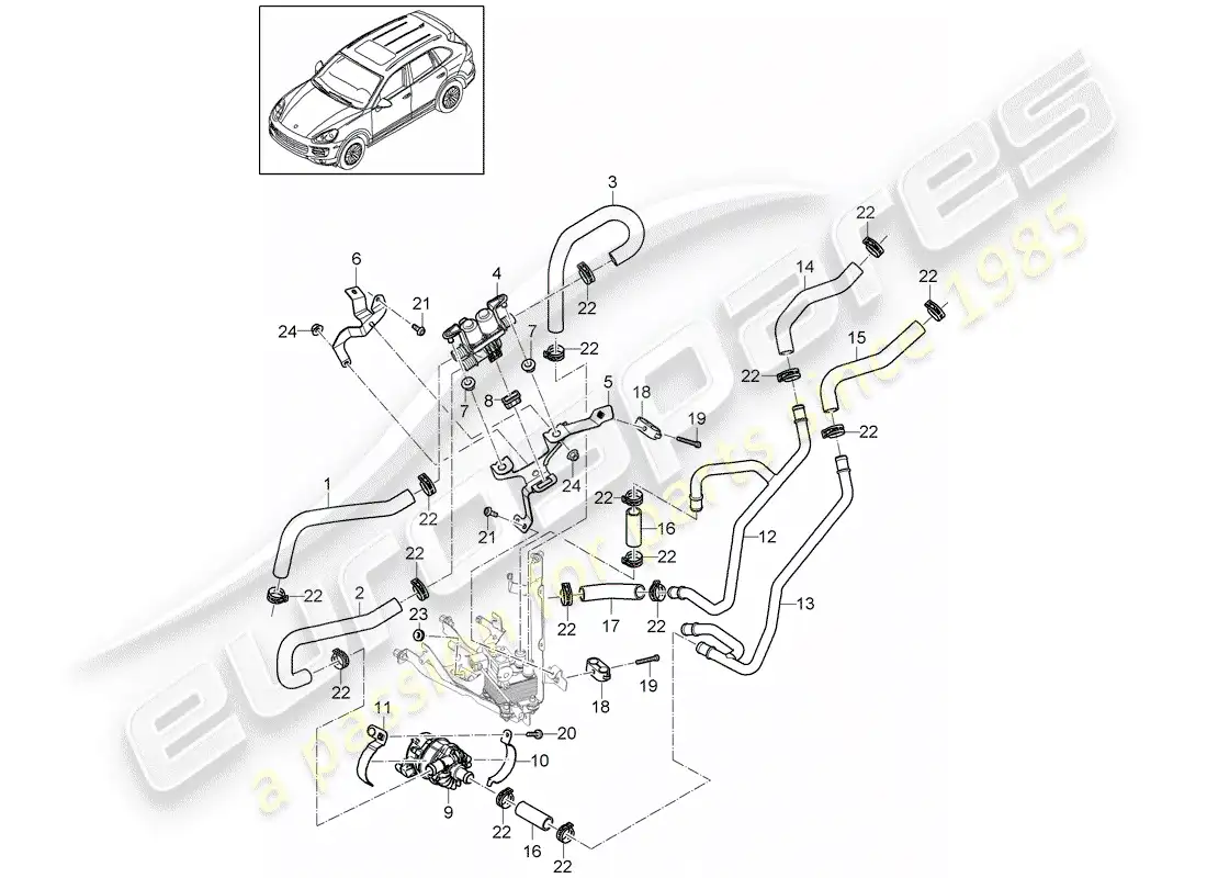 porsche 2013 (cayenne e2 92a) diagrama de piezas del calentador