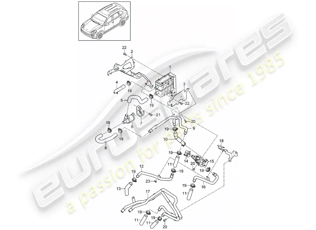 porsche 2013 (cayenne e2 92a) diagrama de piezas del calentador