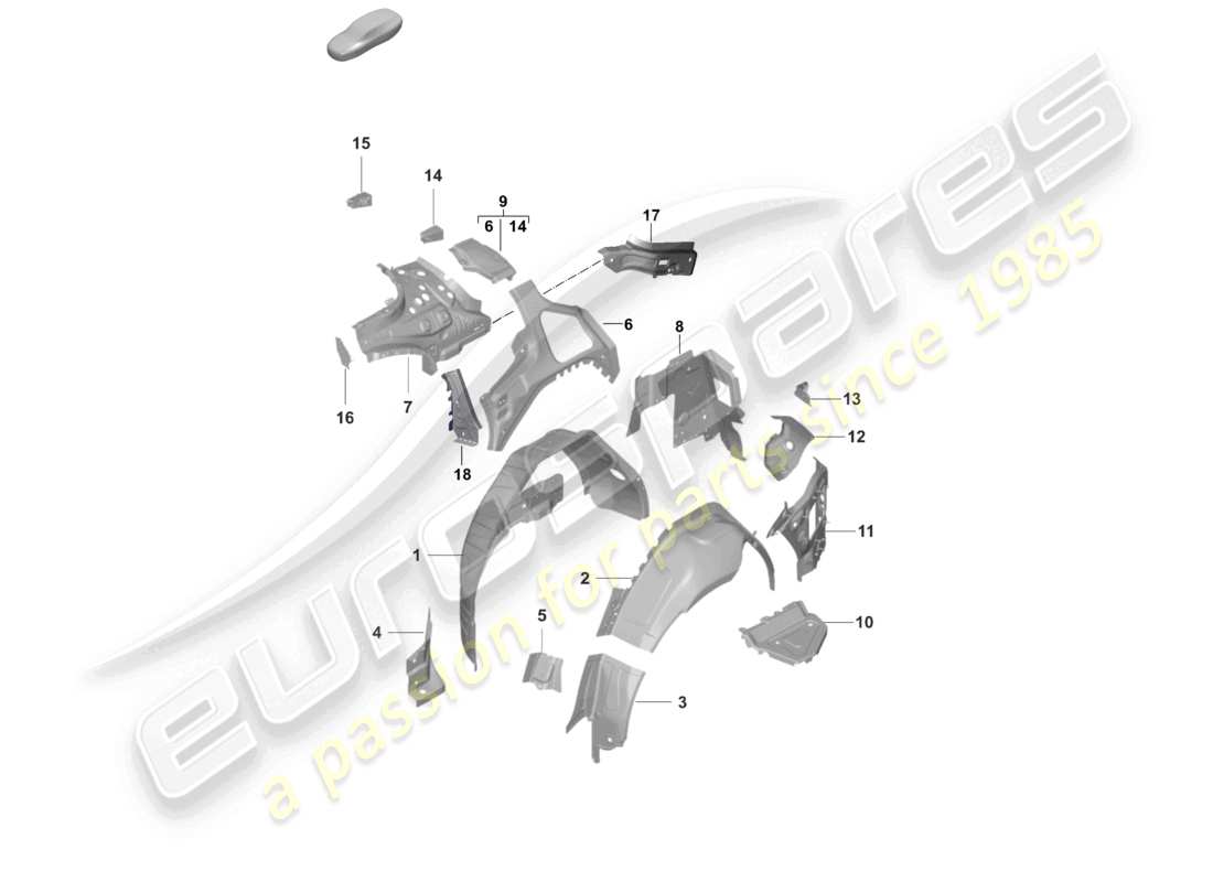 porsche 2022 (taycan 9j1-1) panel lateral, interior trasero diagrama de piezas