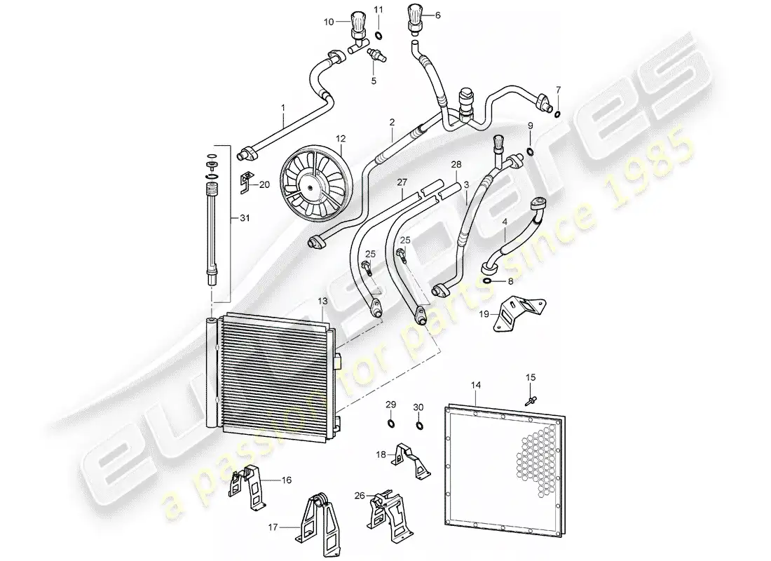 porsche 2005 (carrera gt) diagrama de piezas del circuito refrigerante