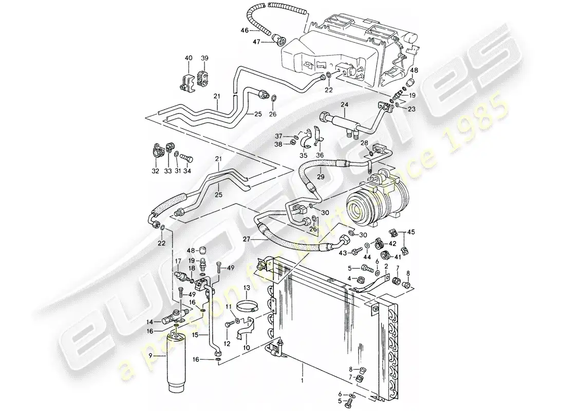 porsche 1993 (928) aire acondicionado automatico - líneas - y - unidades auxiliares diagrama de piezas
