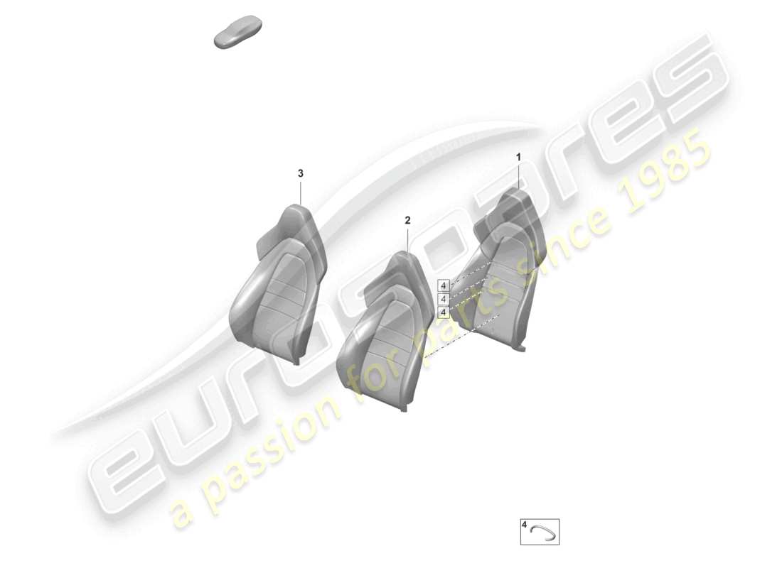 porsche 2022 (panamera 971-2) sección de espuma para el lado de apoyo del asiento. funda de respaldo para asiento deportivo para modelos con ventilación del asiento diagrama de piezas