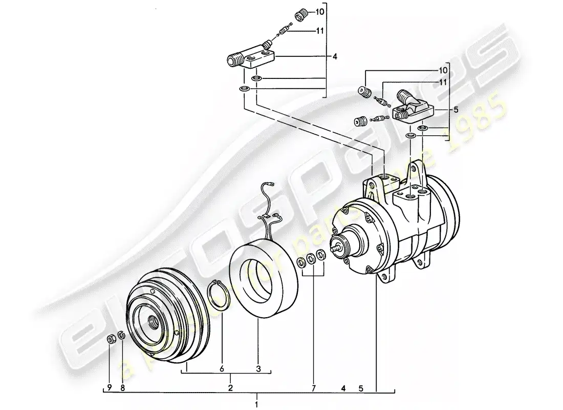 porsche 1985 (928) compresor diagrama de piezas