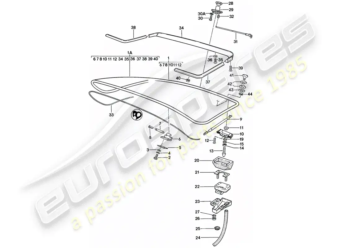 un diagrama de piezas del catálogo de piezas porsche 924