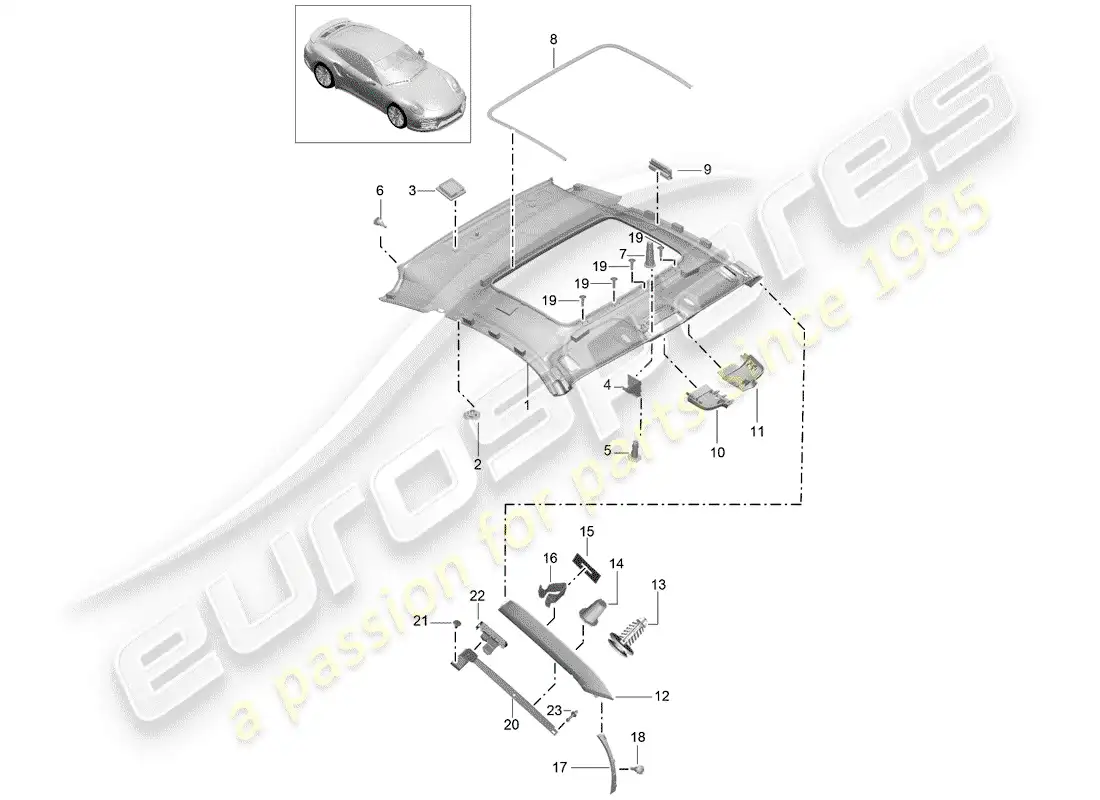 un diagrama de piezas del catálogo de piezas porsche 2020 (991-2)
