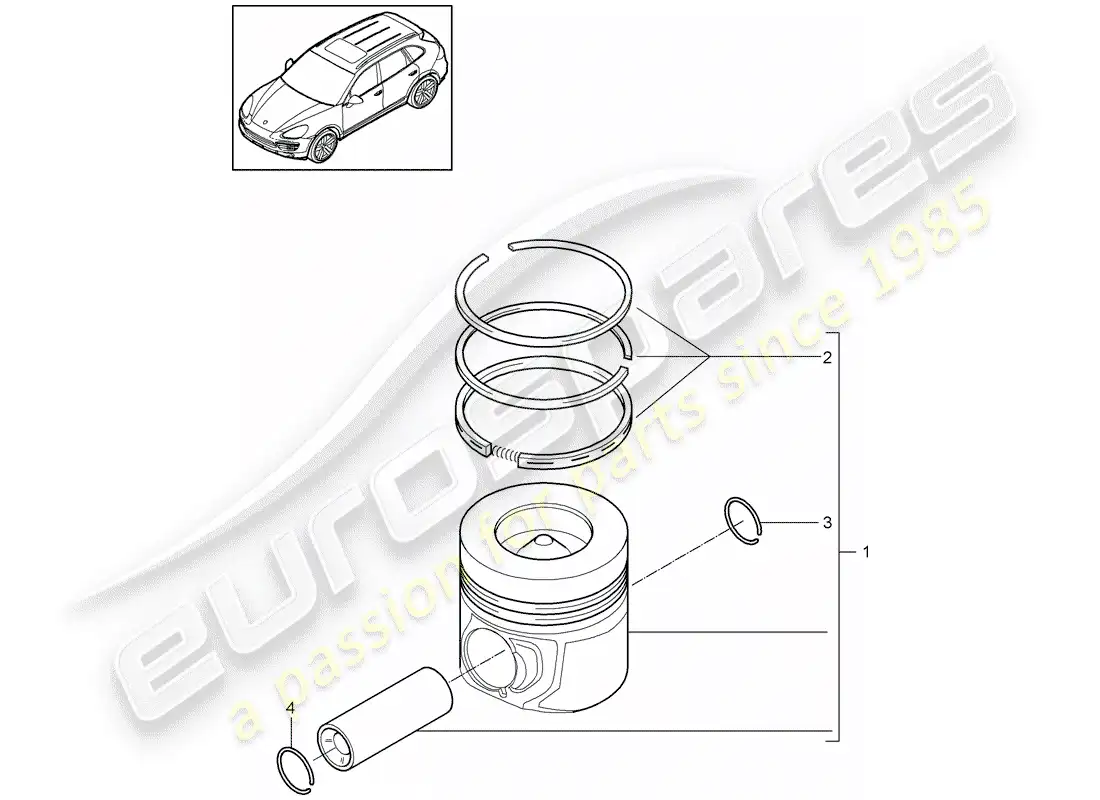 porsche 2013 (cayenne e2 92a) diagrama de piezas del pistón