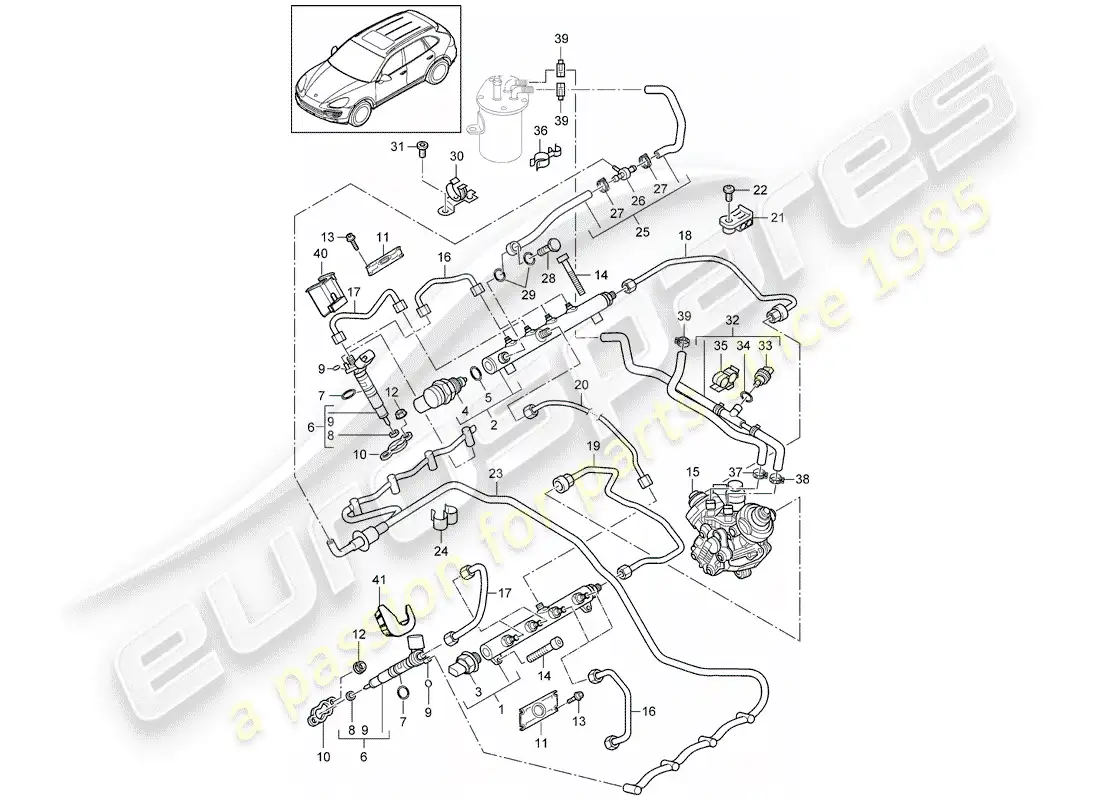 porsche 2013 (cayenne e2 92a) diagrama de piezas del tubo de recogida de combustible