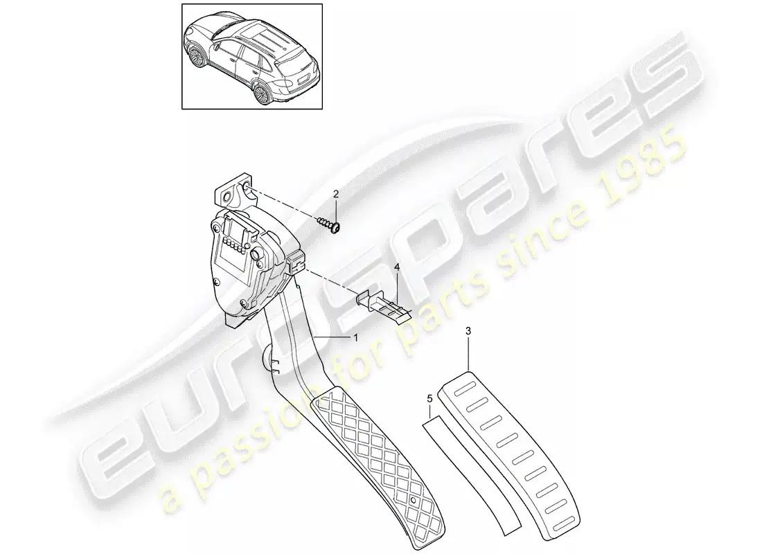 porsche 2015 (cayenne e2 92a) pedales diagrama de piezas