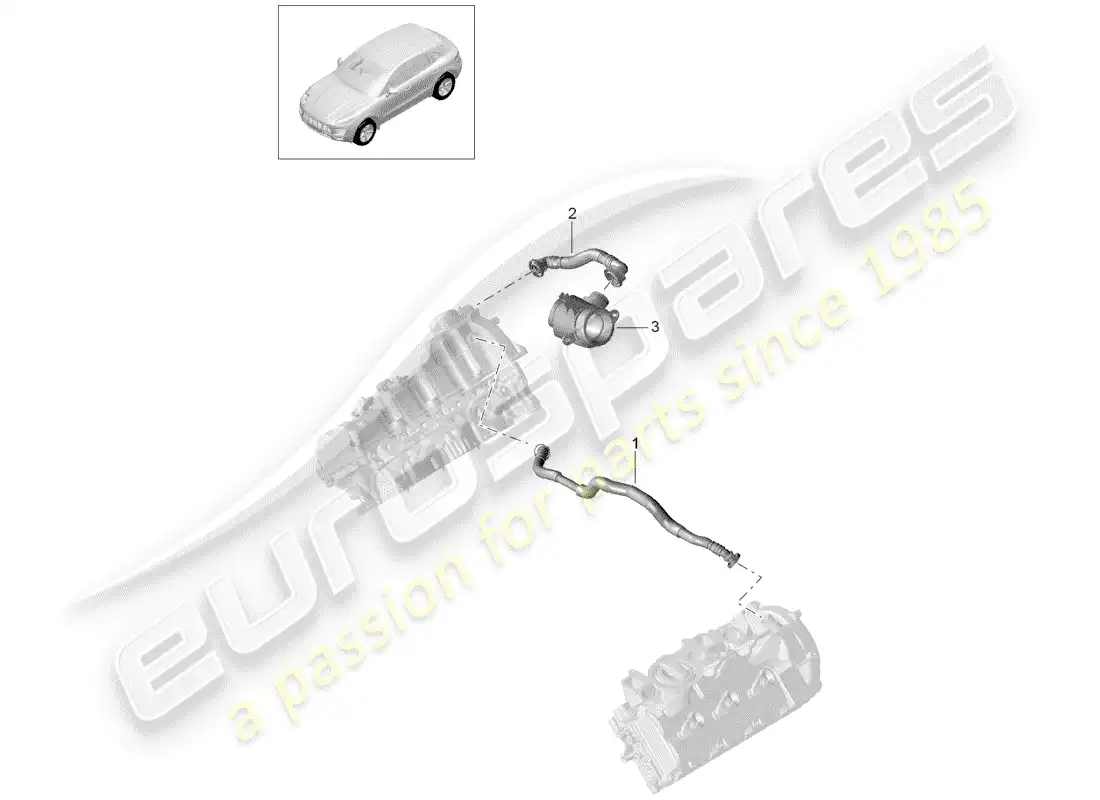 porsche 2014 (macan) breather line diagrama de piezas