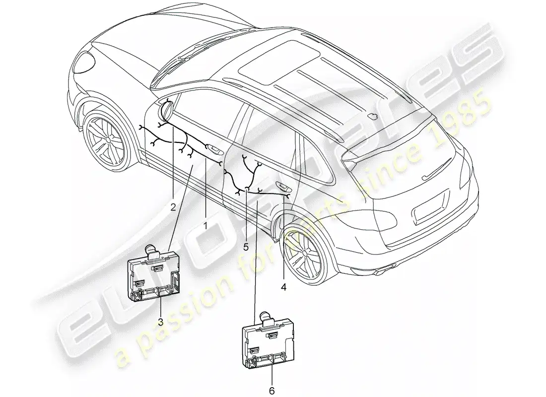 porsche 2013 (cayenne e2 92a) arneses de cableado diagrama de piezas