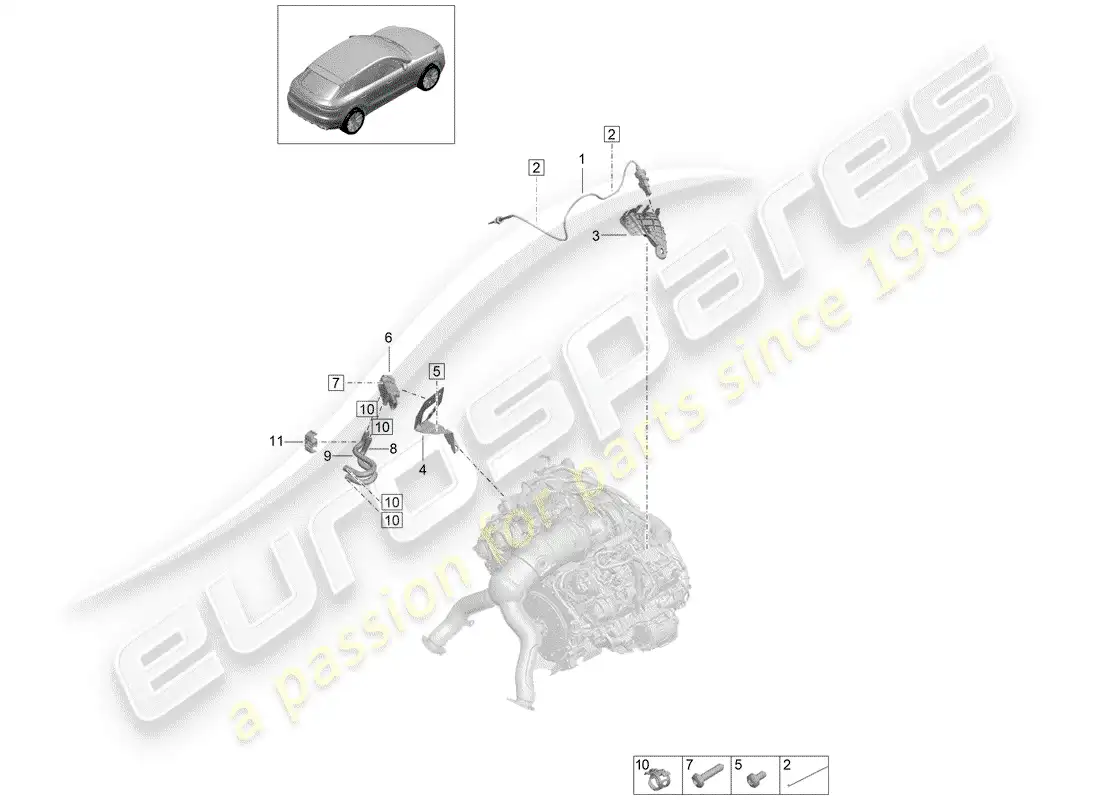porsche 2019 (macan) sensor de presión diferencial diagrama de piezas