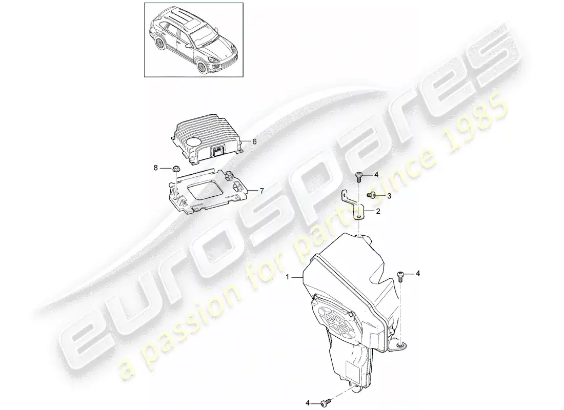 porsche 2013 (cayenne e2 92a) altoparlante diagrama de piezas