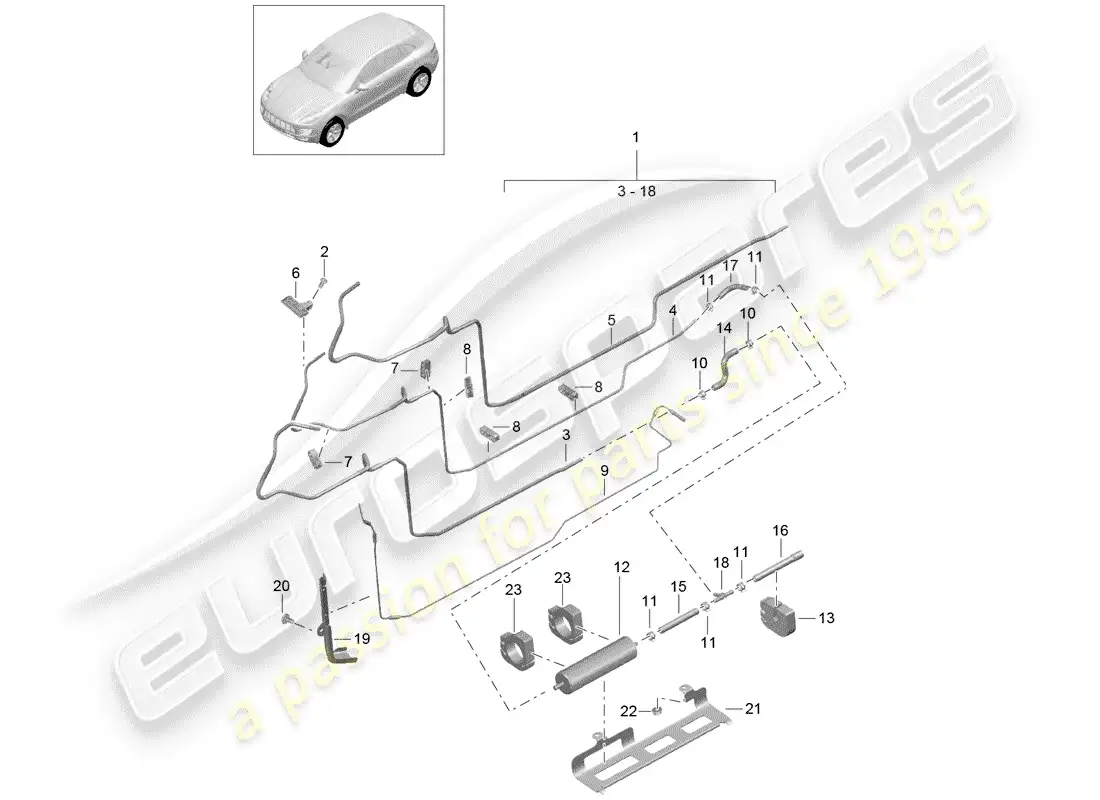 porsche 2017 (macan) fuel system diagrama de piezas